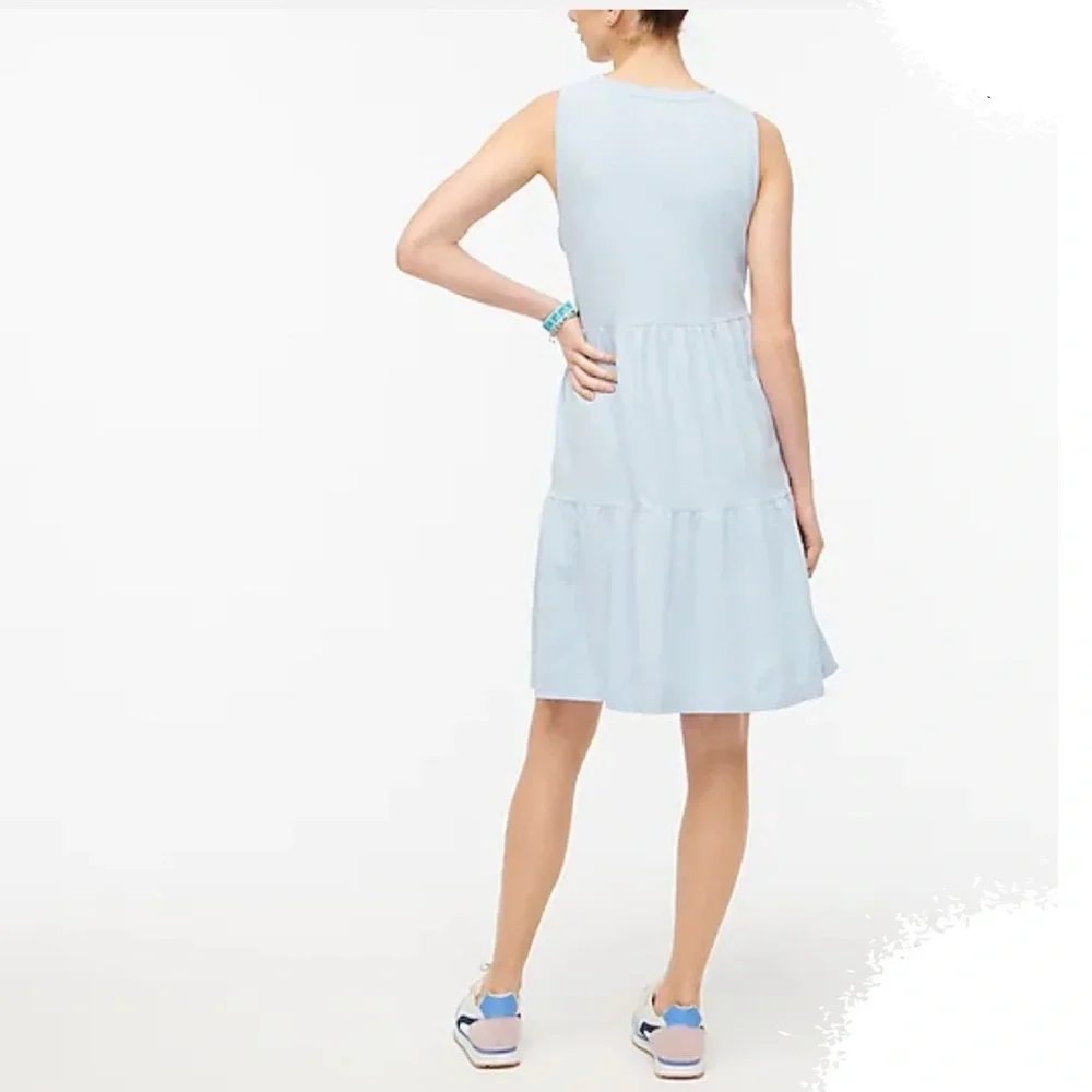 J.Crew arctic blue sleeveless knit tiered mini dress - Picture 4 of 8